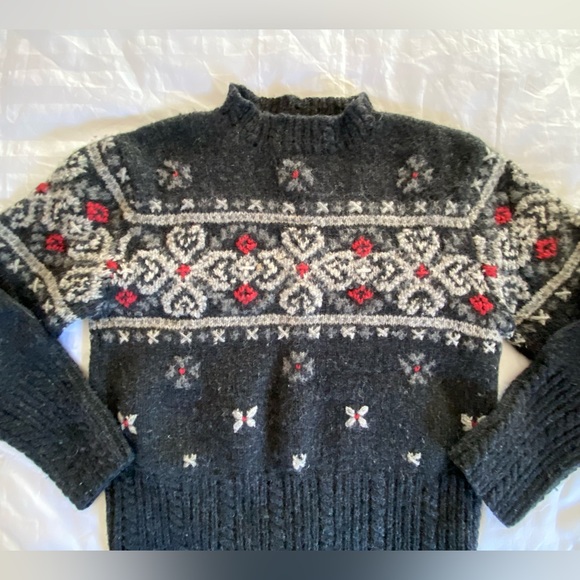 Nomadic Traders Sweater 100% Shetland Wool- Knit by Hand Vintage - Picture 2 of 9